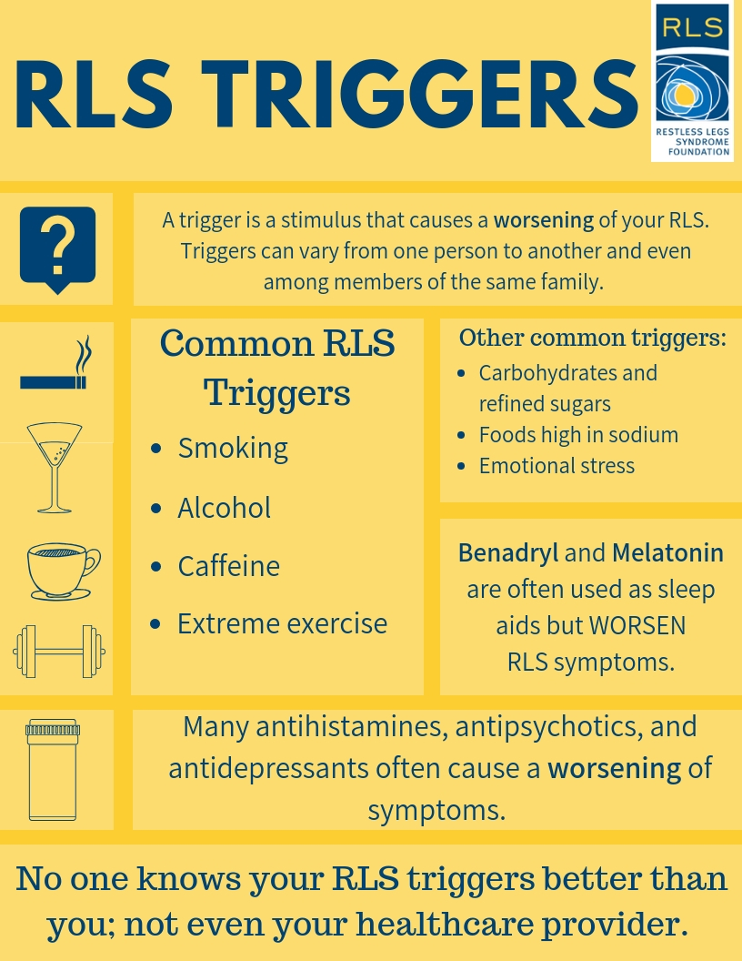 Can certain foods or medications trigger RLS?