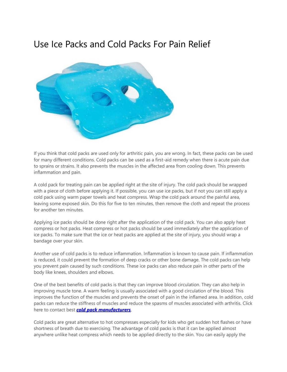 What are the benefits of using ice packs for pain relief?